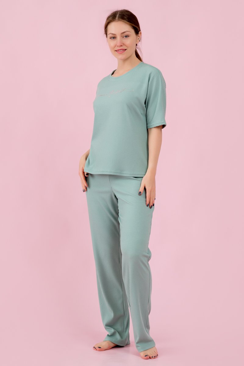 Брюки трикотаж лапша мятные