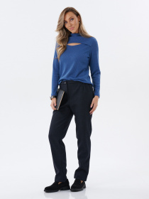 Блузка трикотажная с фигурным вырезом джинсовый