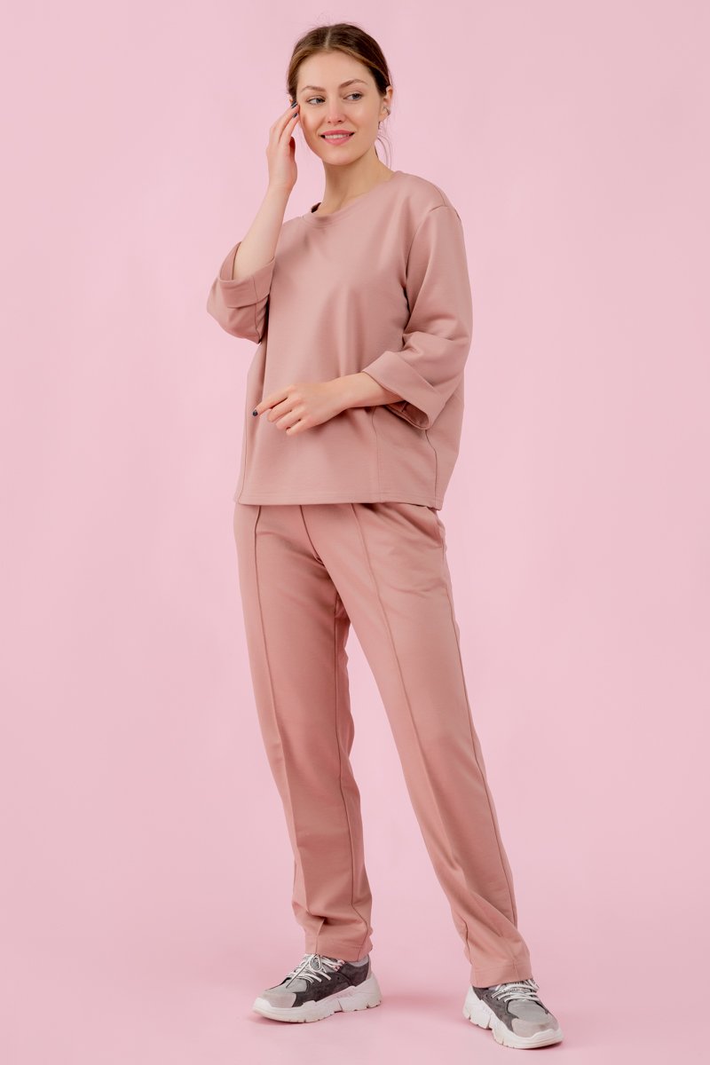 Брюки трикотажные пудровые