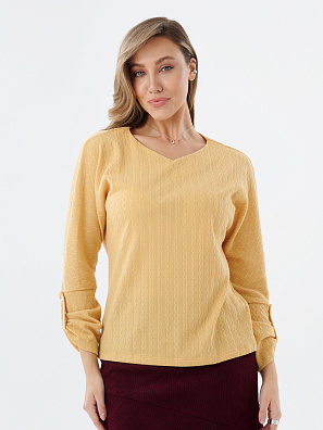 Блузка трикотажная с патами на рукавах желтая